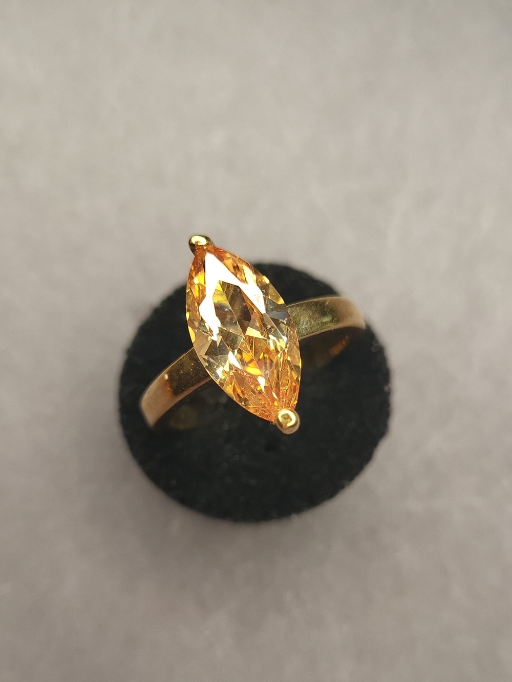Gold Ring with Marquise Amber Gemstone